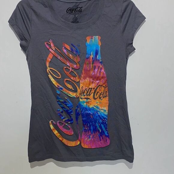 Coca-Cola Kid's Short-Sleeve Coca-Cola Logo Print Multi-Color T-Shirt Medium - Picture 1 of 6
